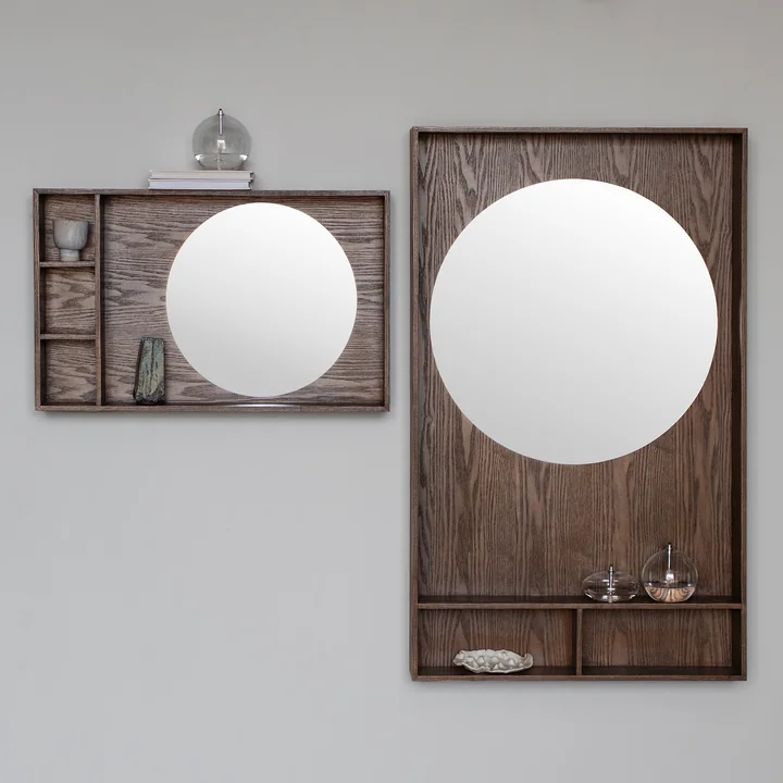 Mette Ditmer - SHOW-ME Mirror with shelves, dark oiled oak