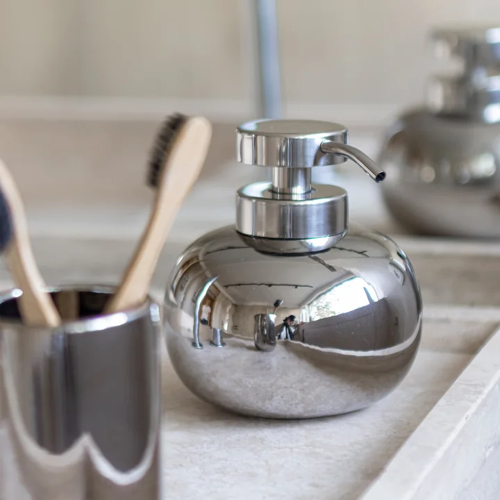 Mette Ditmer - Lotus Soap dispenser, H 13 cm, chrome