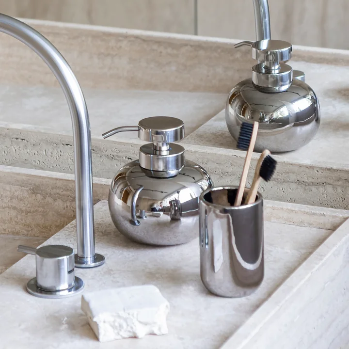 Mette Ditmer - Lotus Soap dispenser, H 13 cm, chrome