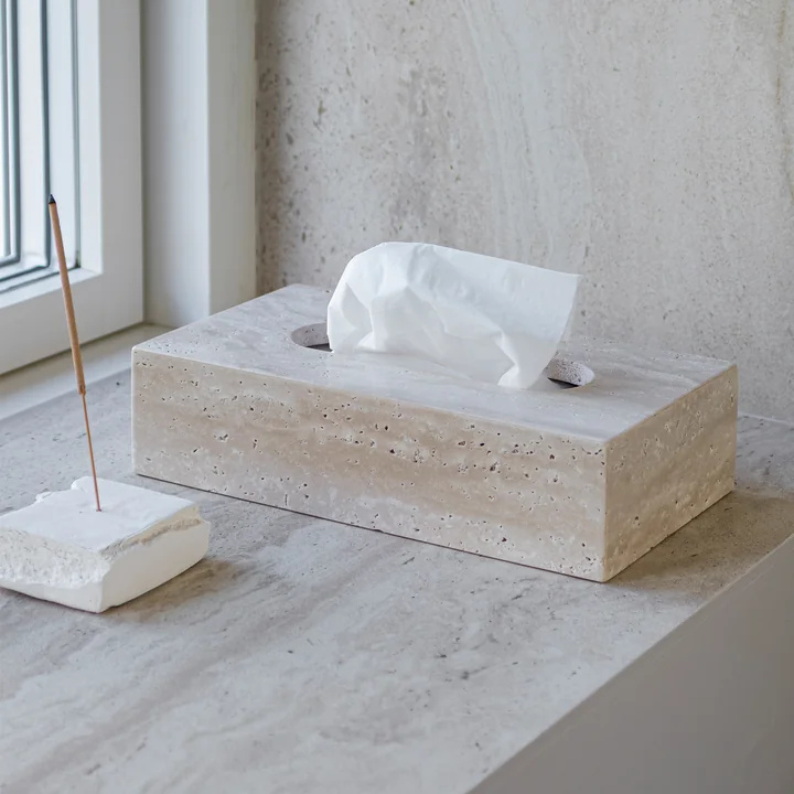 Mette Ditmer - Travertine tissue box, linen