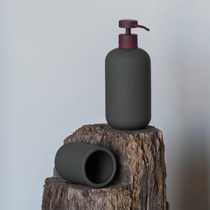 Mette Ditmer - Lotus Play soap dispenser and toothbrush holder, dark olive