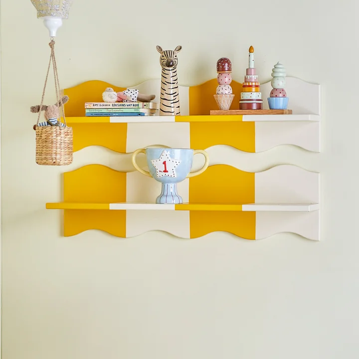 Bloomingville Mini - Bubbi wall shelf, 80 cm, yellow / white