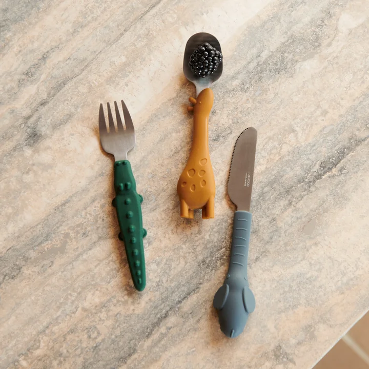 LIEWOOD - Tove children's cutlery, golden caramel mix (3 pcs.)