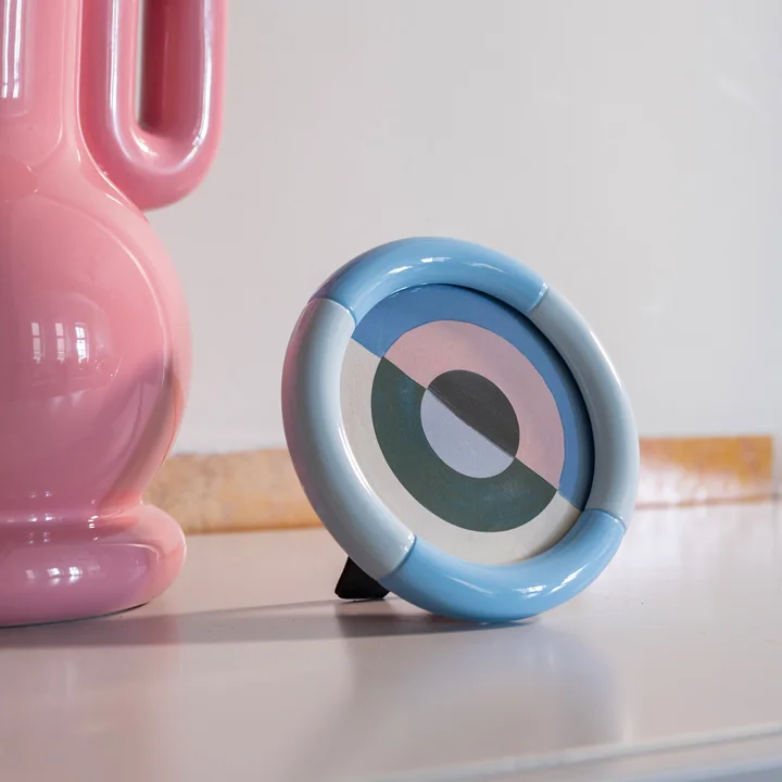 & klevering - Rift picture frame, Ø 12.5 cm, blue