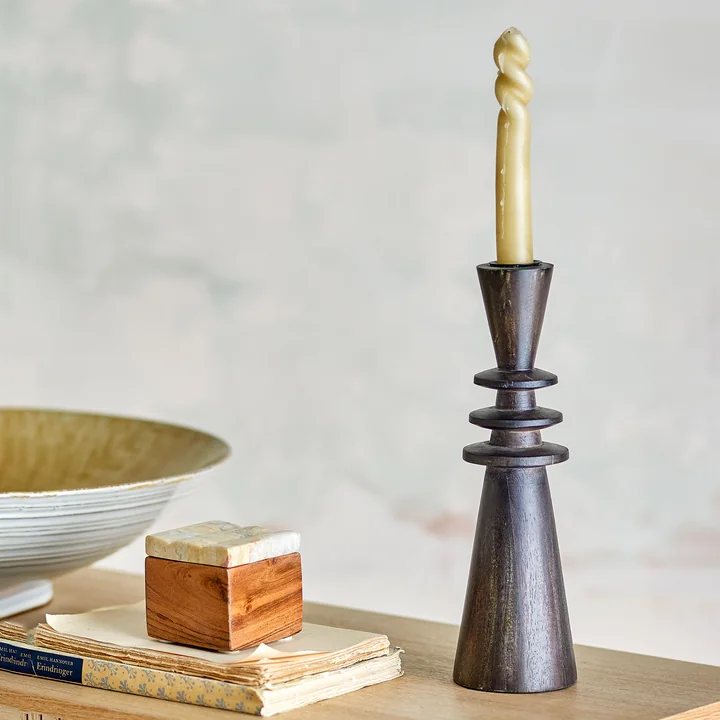 Bloomingville - Armel Candle holder, h 26 cm, black