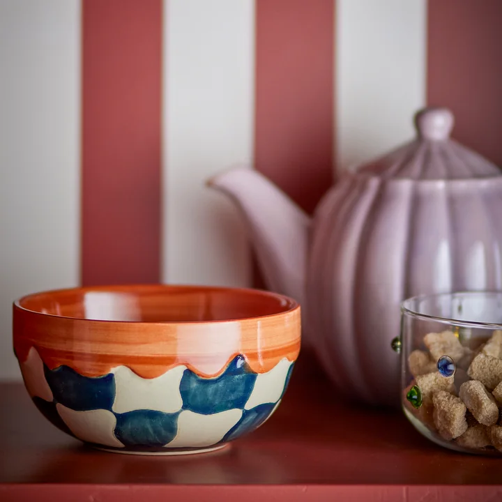 Bloomingville - Check Bowl, 590 ml, blue