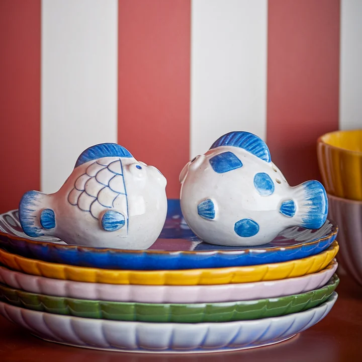 Bloomingville - Fugu Salt and pepper shaker set, blue (set of 2)