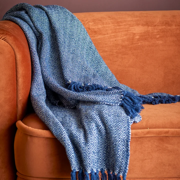 Bloomingville - Herringbone Blanket, 130 x 160 cm, black