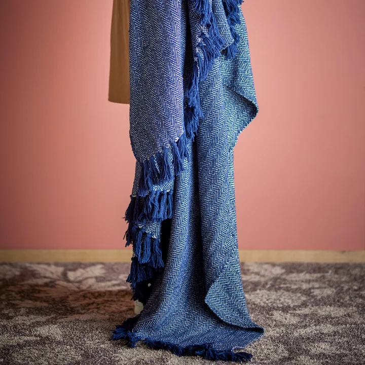 Bloomingville - Herringbone Blanket, 130 x 160 cm, black