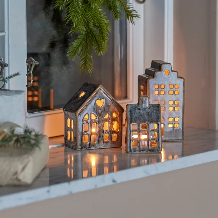 Bloomingville - Kalia tea light holder, brown (set of 3)