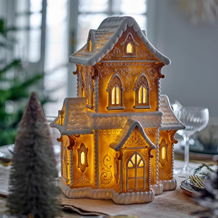 Bloomingville - Kevin decorative house with light, brown