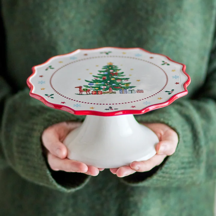 Bloomingville - Naive Cake plate, Ø 21 x H 9 cm, red