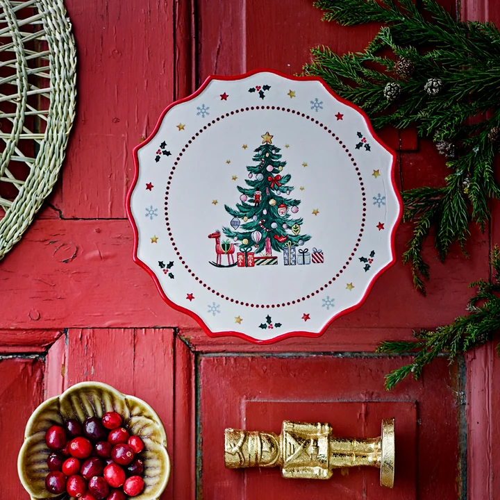 Bloomingville - Naive Cake plate, Ø 21 x H 9 cm, red