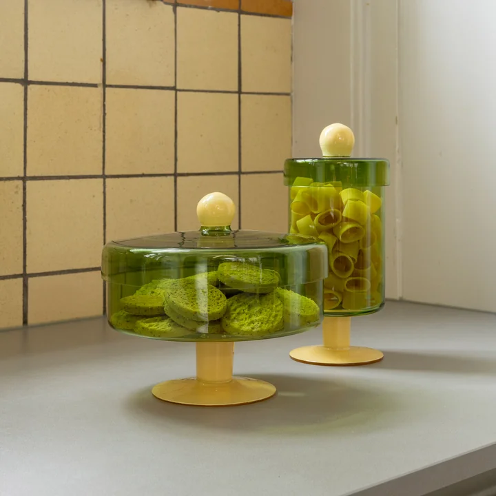 & klevering - Duo Storage jar, green / yellow