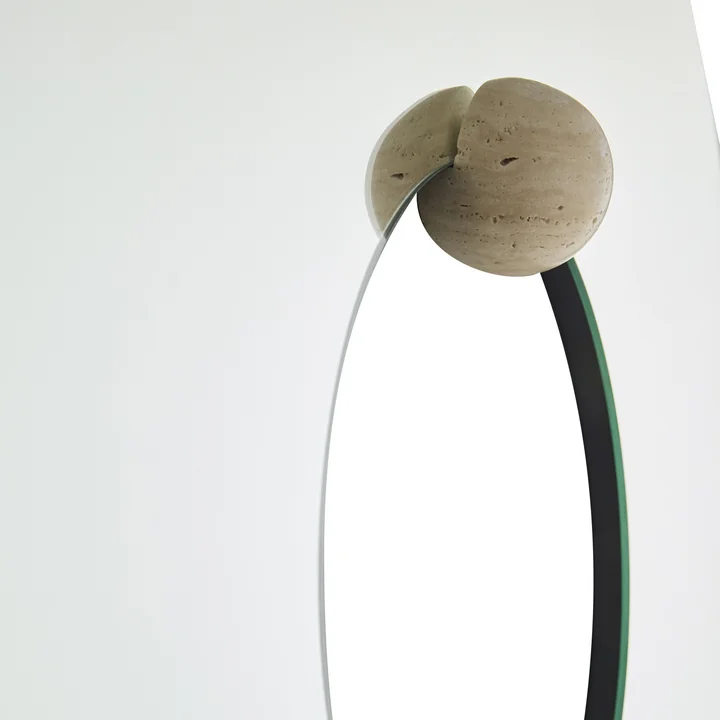 AYTM - Castellum mirror Ø 80 cm, clear / travertine