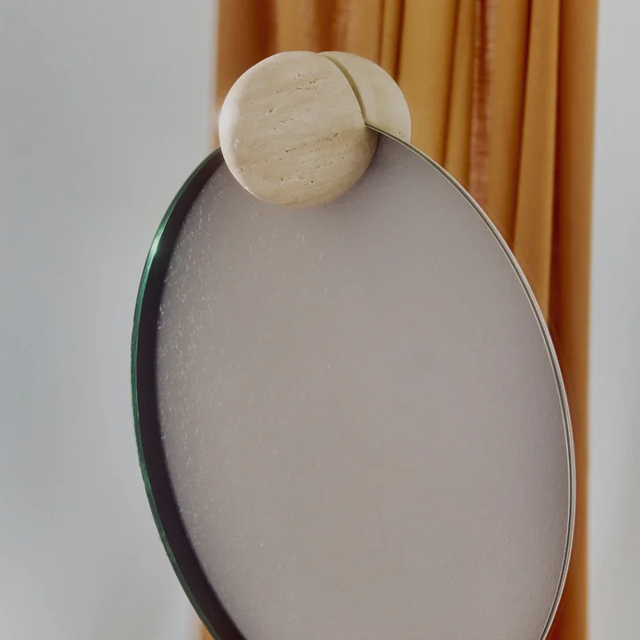 AYTM - Castellum mirror Ø 80 cm, clear / travertine