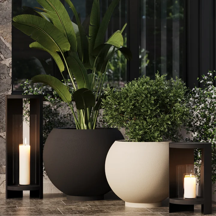 AYTM - Globe Flower pot, black and taupe