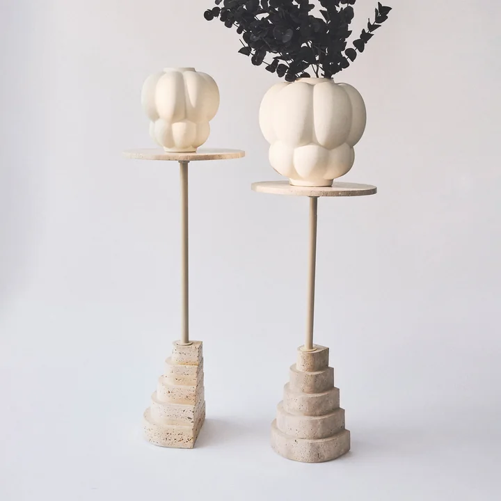 AYTM - Solum side tables, sand / travertine