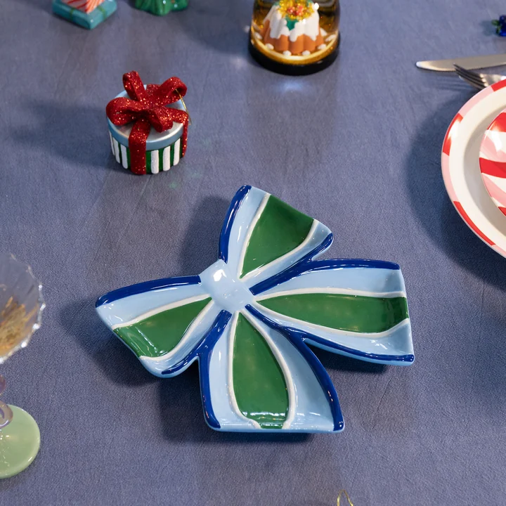 & klevering - Ribbon decorative bowl, 22 x 22 cm, blue / multicolored