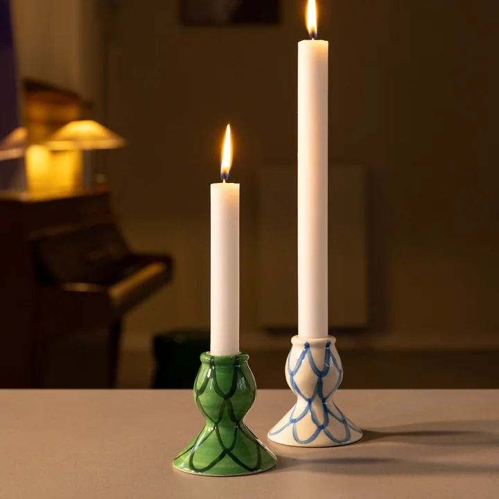 & klevering - Sirène candle holder, Ø 7 cm x 8 cm, blue & green