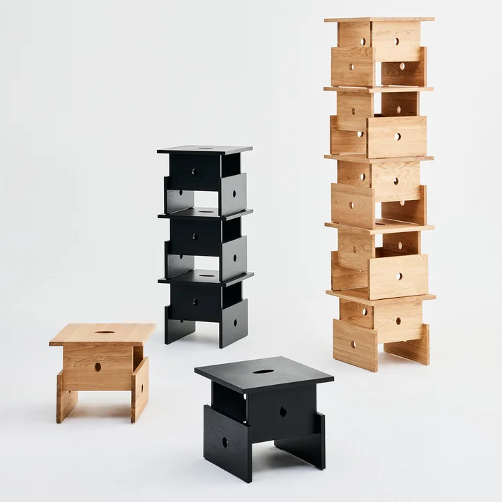 HAY - Woodbox coffee table, black and oiled oak