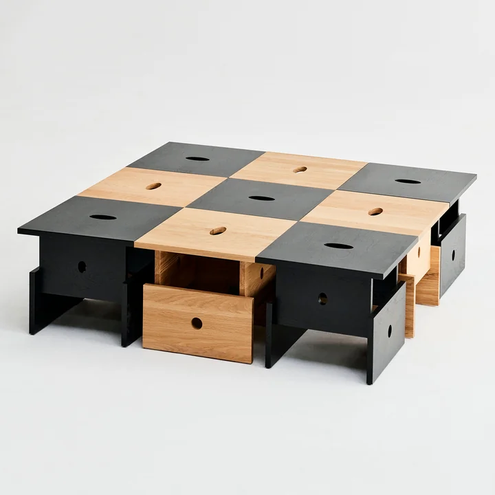 HAY - Woodbox coffee table, black and oiled oak