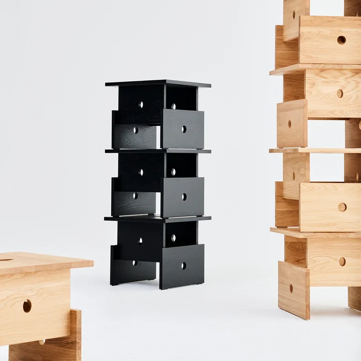 HAY - Woodbox coffee table, black and oiled oak