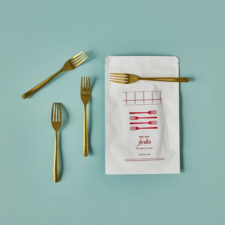 Nicolas Vahé - Cake fork, antique gold finish (set of 4)