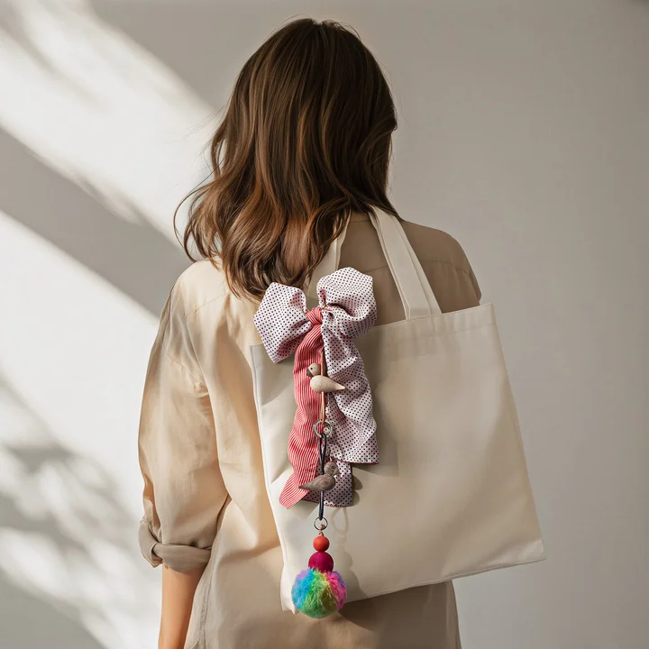 Kay Bojesen - Bird key ring, untreated oak / gold / natural leather