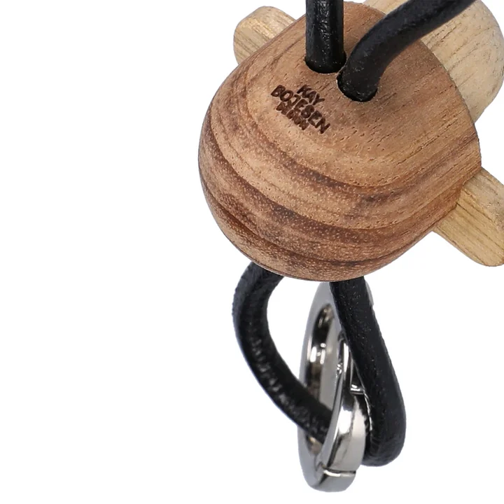 Kay Bojesen - Monkey key fob, oiled teak / oiled limba / silver / black leather