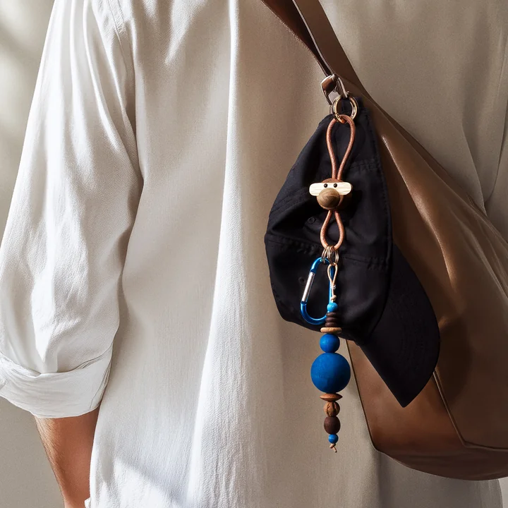 Kay Bojesen - Monkey key fob, oiled teak / oiled limba / silver / black leather