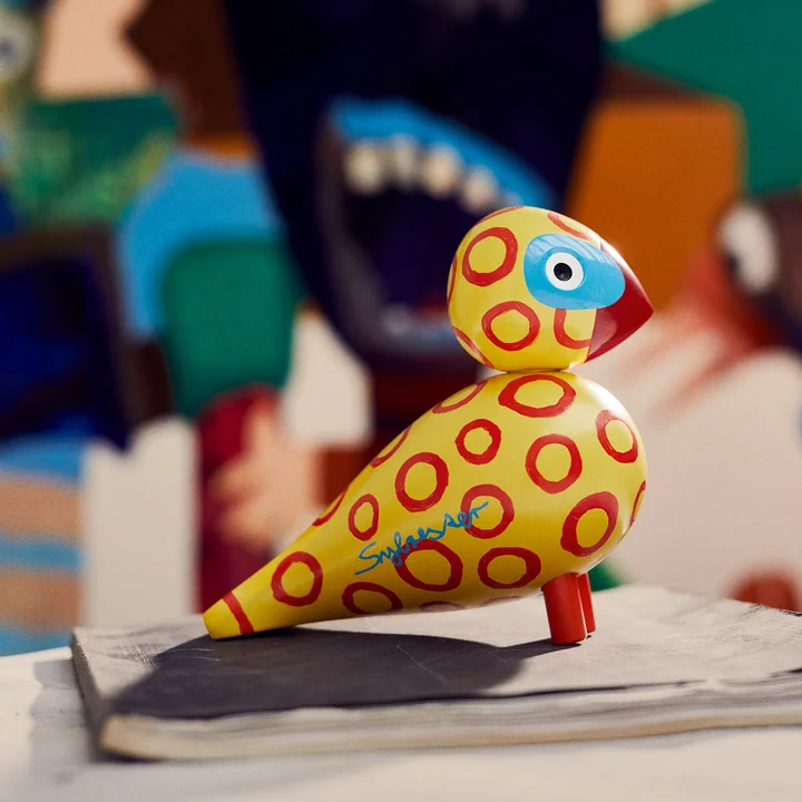 Kay Bojesen - Songbird x Leif Sylvester 2025, H 15.5 cm, Blue Eyes, blue / yellow / red