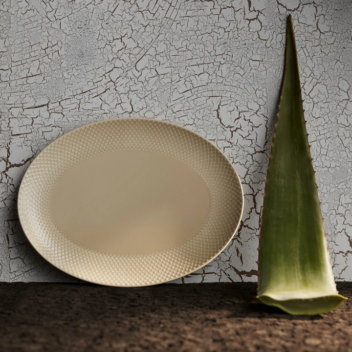 Lyngby Porcelæn - Rhombe Earth Serving platter oval 26.5 x 35 cm, marble