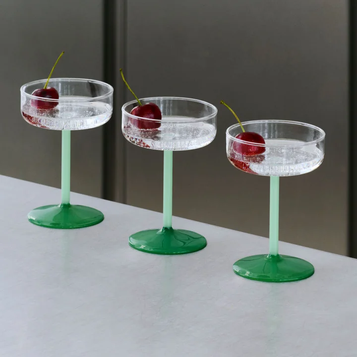 HAY - Tint Cocktail bowl, clear / jade light green / jade dark green