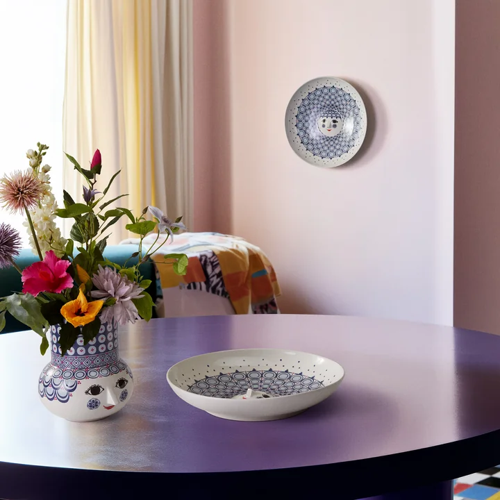 Bjørn Wiinblad - Olga serving bowl Ø 33 cm, blue / white