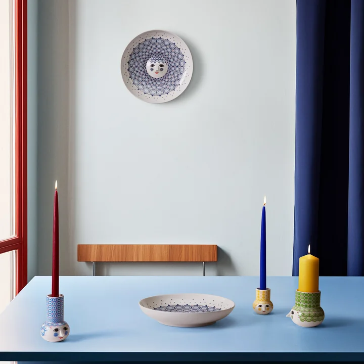 Bjørn Wiinblad - Olga serving bowl Ø 33 cm, blue / white