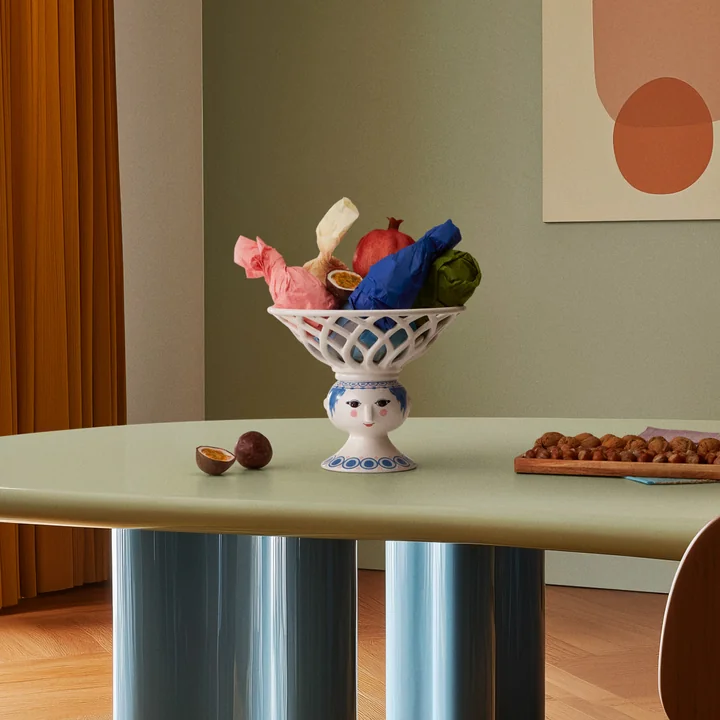 Bjørn Wiinblad - Dora fruit bowl on foot, Ø 25 cm, blue