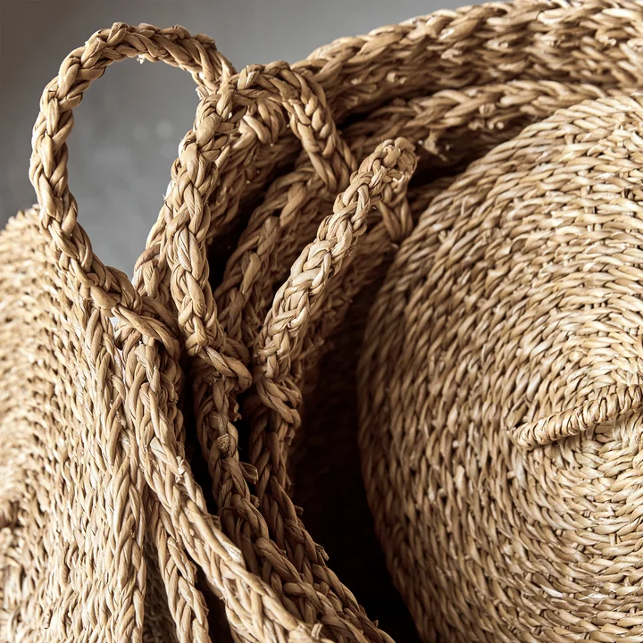 Meraki - Round Storage basket, Ø 29 x 27 cm, natural (set of 3)