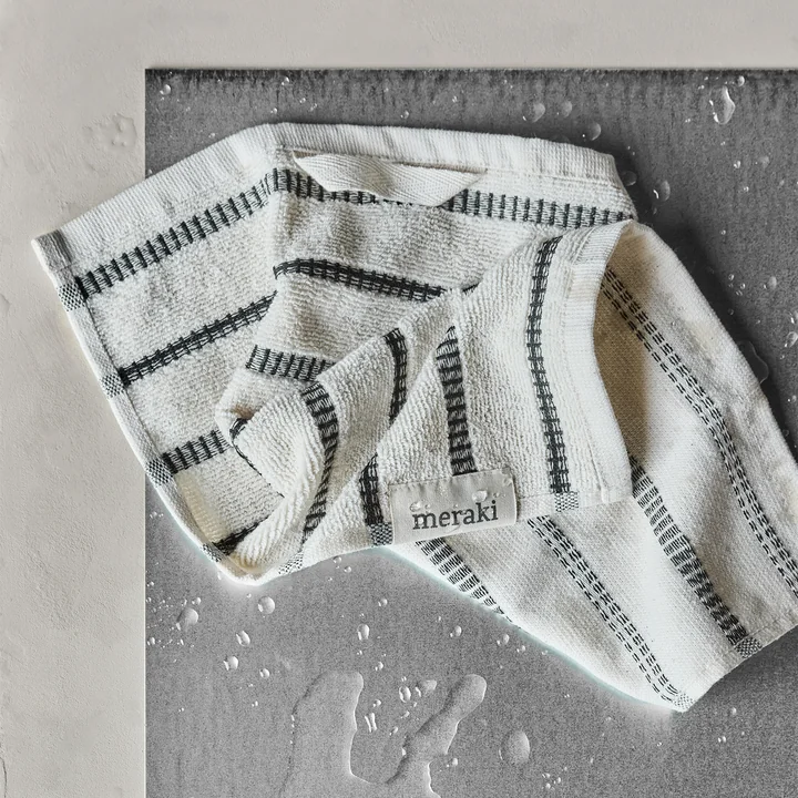 Meraki - True Washcloth, 30 x 30 cm, off-white / black
