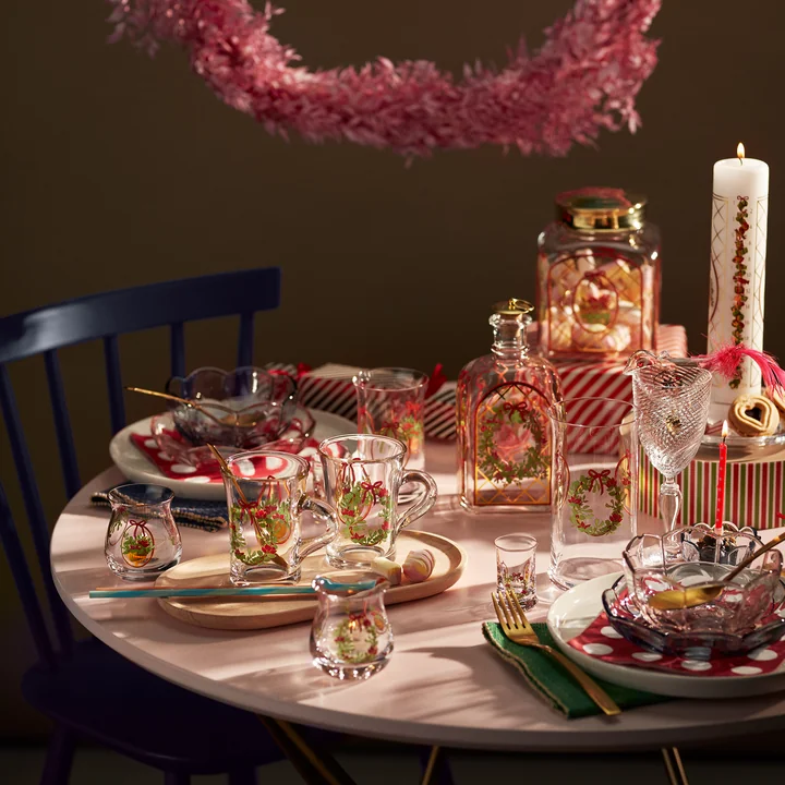 Holmegaard - Christmas tealight holder 2025, h 7.5 cm, multicolor (set of 2)