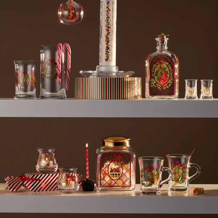 Holmegaard - Christmas tealight holder 2025, h 7.5 cm, multicolor (set of 2)