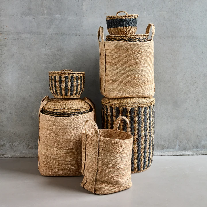 House Doctor - Stella storage basket, h 39 cm, natural (set of 3)