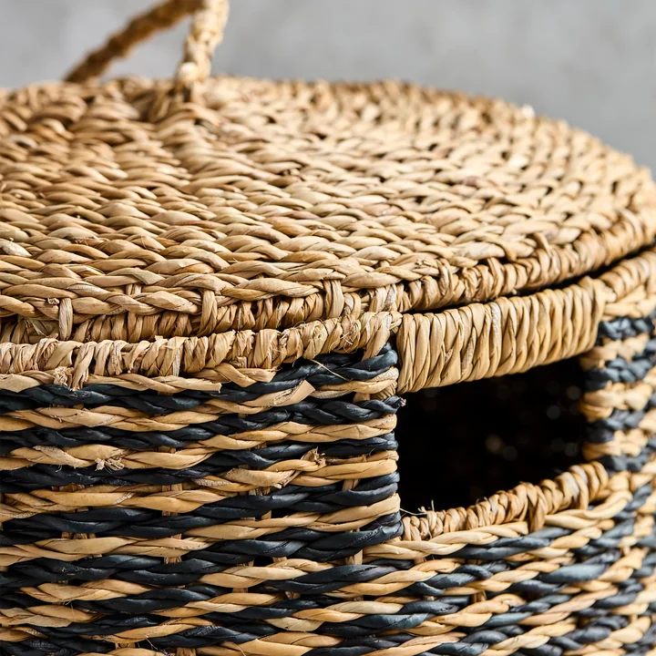 House Doctor - Cesto laundry basket, h 57 cm, black / natural