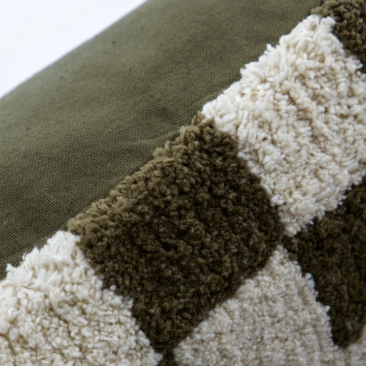 House Doctor - Chess Cushion cover, 50 x 50 cm, green / off-white