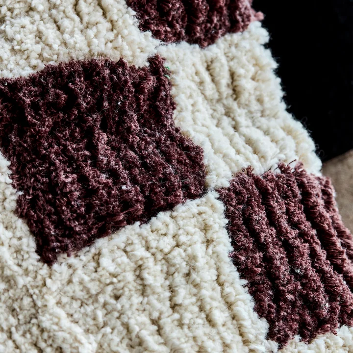 House Doctor - Chess Cushion cover, 50 x 50 cm, brown / off-white