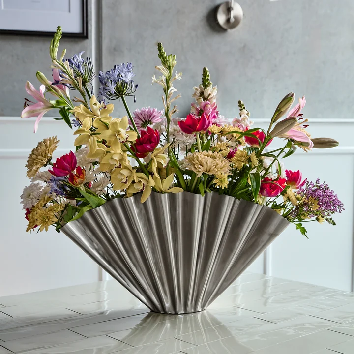 House Doctor - Flood Vase, H 30 cm, brushed silver finish