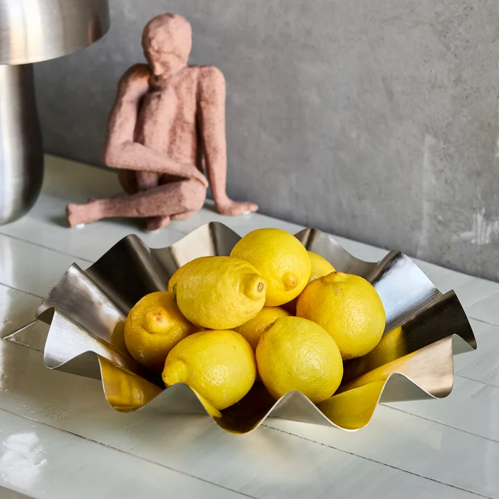 House Doctor - Flood Bowl, Ø 35 x H 8 cm, brushed silver finish