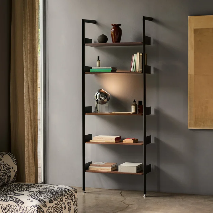 & Tradition - Rombe IF1 shelf, anthracite / shelves walnut veneer