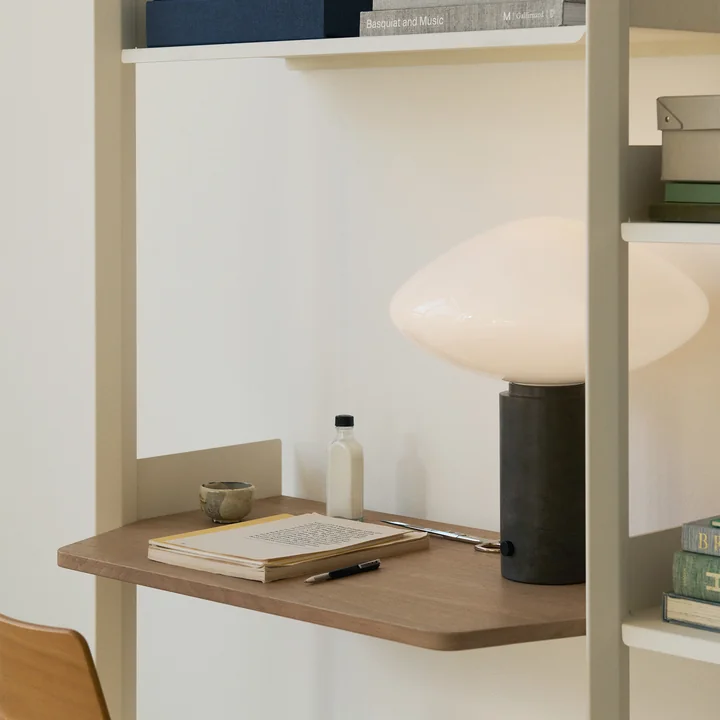 & Tradition - Rombe IF2 shelf with desk top, oak veneer / alabaster/ shelves alabaster