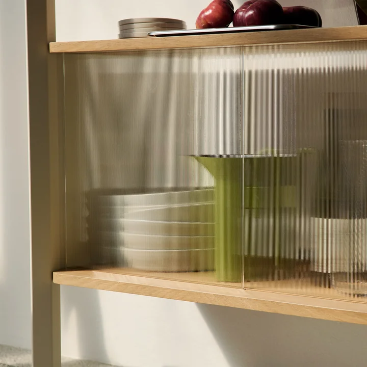 & Tradition - Rombe IF3 shelf with cupboard unit, oak veneer / alabaster / oak veneer shelves